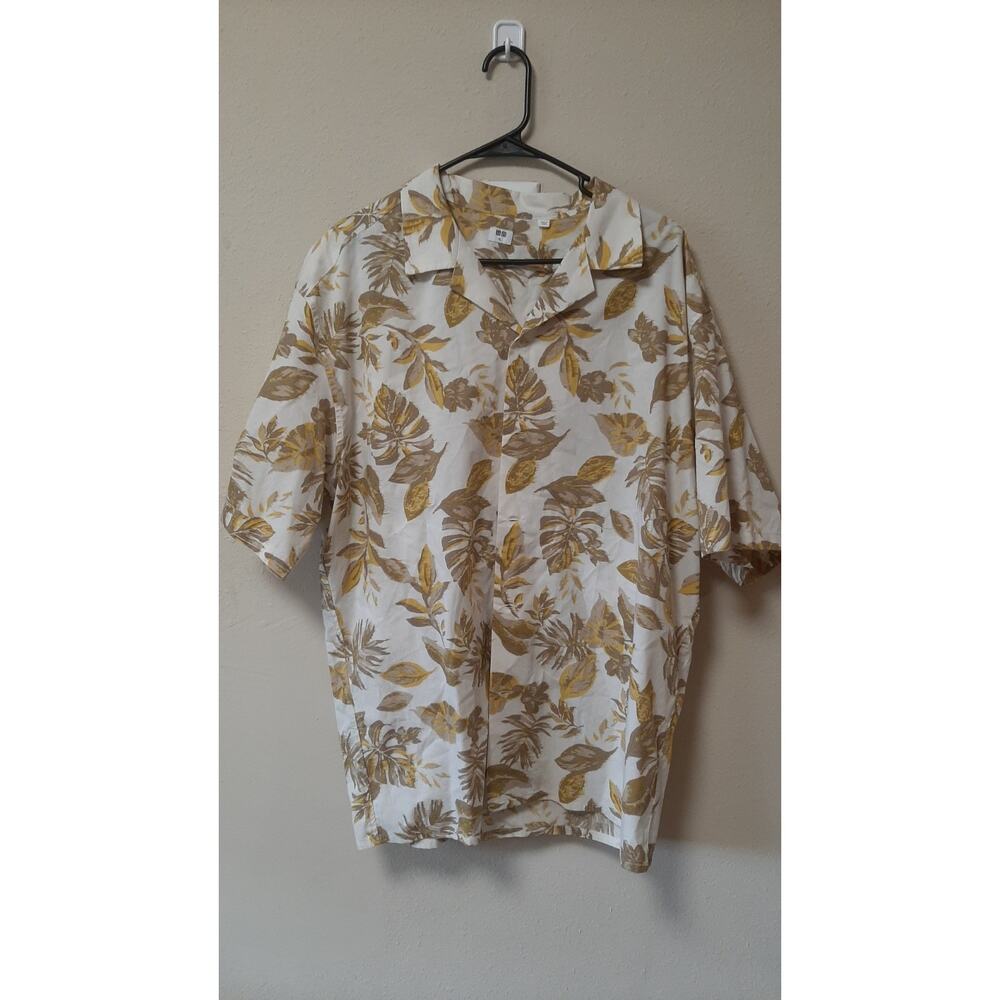 Uniqlo Leaf Print Short Sleeve Hawaiian Shirt Men's